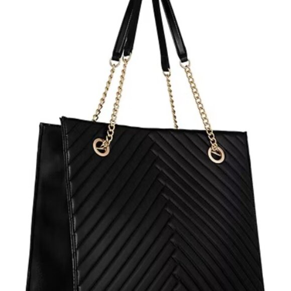 NWT RM REBECCA MINKOFF Sammie Quilted Black Tote Handbag Double Handles w/ Chain - Picture 3 of 3